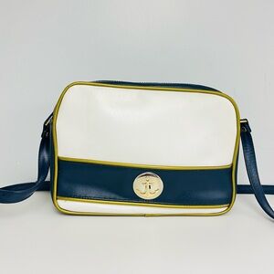 Vintage White, Navy and Gold Nautical Crossbody